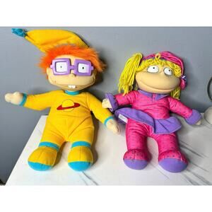 Vintage Rugrats Chuckie & Angelica Plush Dolls 1997 Nickelodeon Mattel
